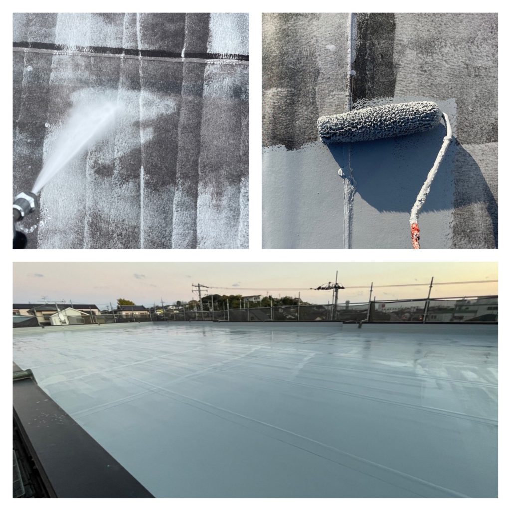 屋上高圧洗浄・防水トップコート